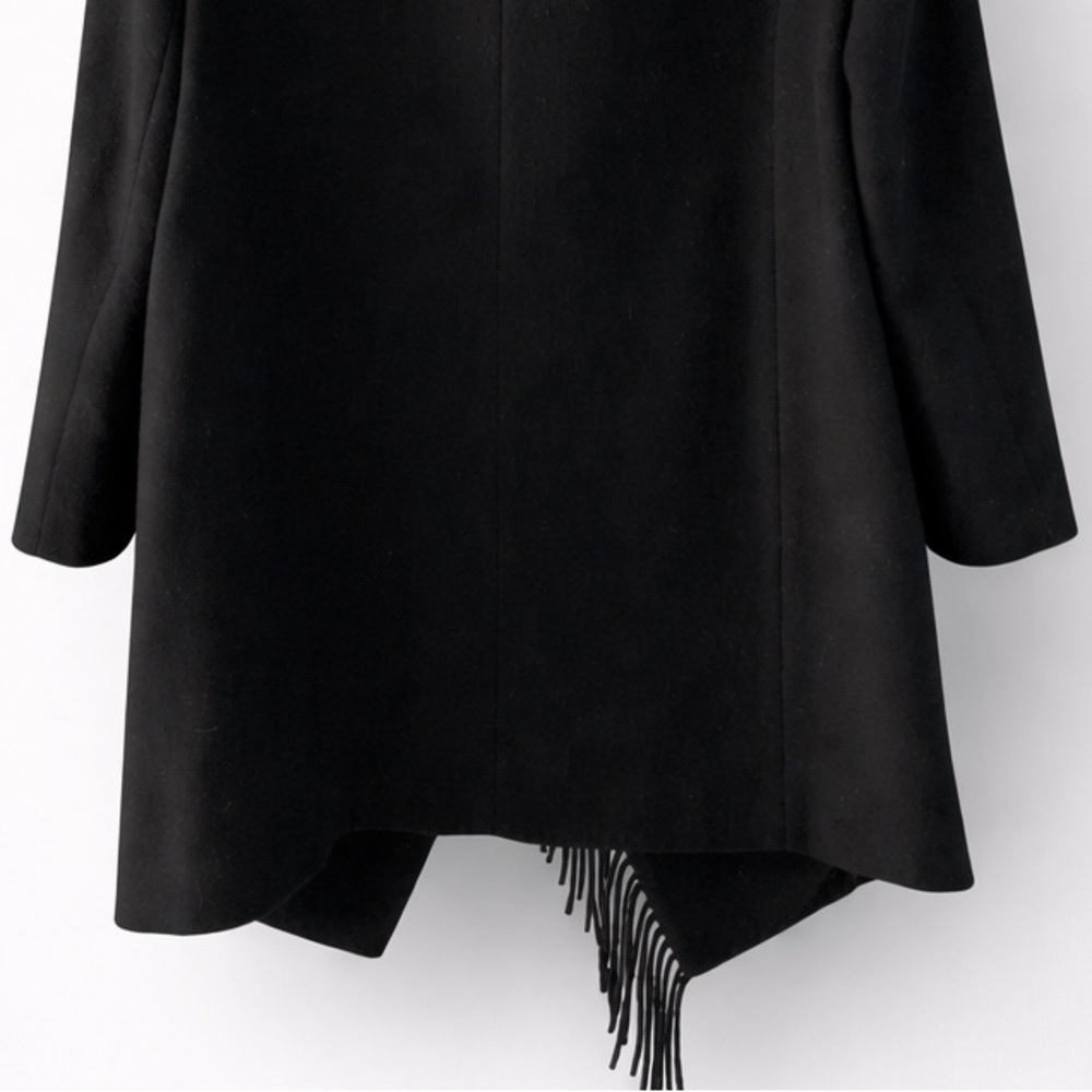 Ralph Lauren Wool Black Coat with Fringe Detail - Picture 3 of 4